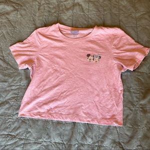 Cute Cropped Pink Mickey & Minnie Disney Shirt